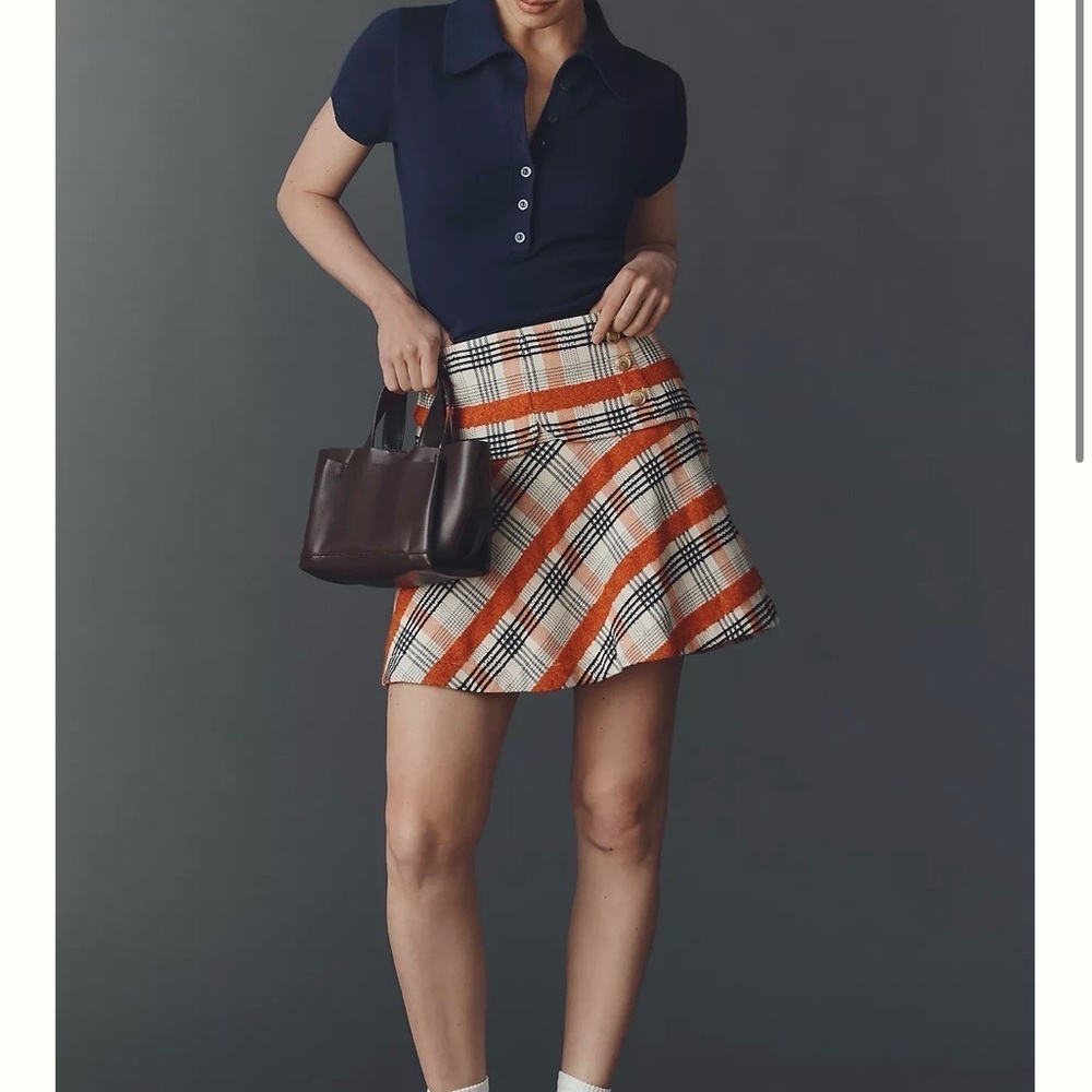 Maeve | Anthropologie | NWT Tweed Button Front Mini Skirt | Sz M